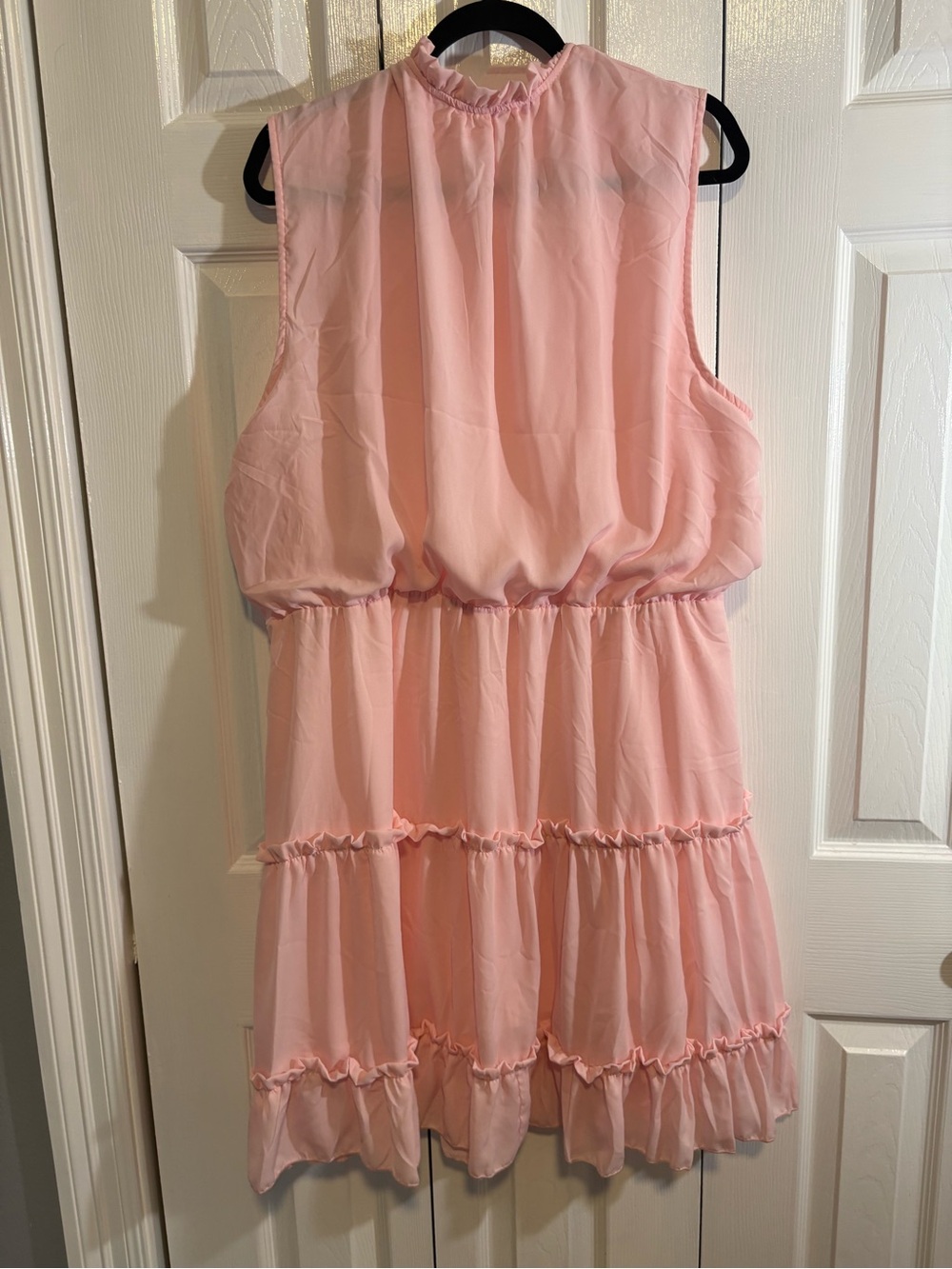 Sleeveless Pink Tiered Ruffle Dress - Picture 3 of 4